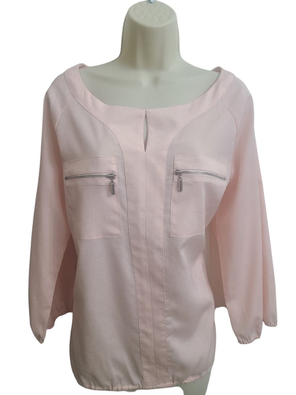 Beautiful Blush Pink Top New York & Company Minimalist Medium Blouse - "Lessie"